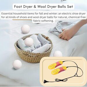 Electric Foot Dryer,Shoe Dryer & Wool Dryer Balls 6 Pack Laundry Pack1 ComboPack